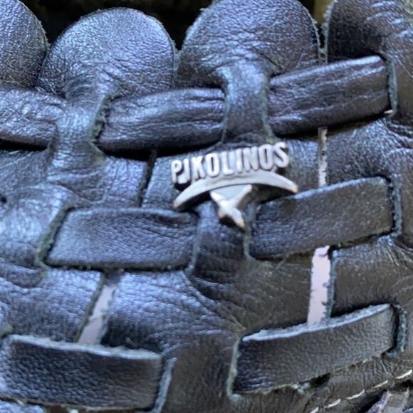 PIKOLINOS Black Woven Leather Slingback Shoes Size 37 - Picture 2 of 6